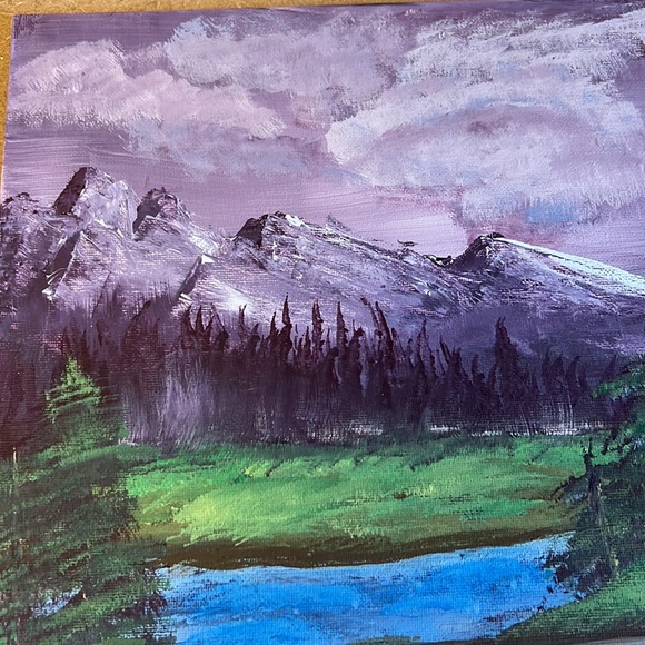 14X11 flat back canvas acrylic paint landscape - Picture 2 of 3
